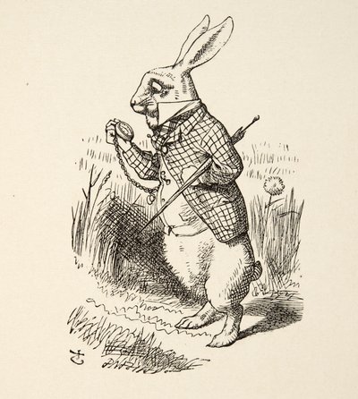 Das Weiße Kaninchen, aus Alice im Wunderland von Lewis Carroll, veröffentlicht 1891 von John Tenniel